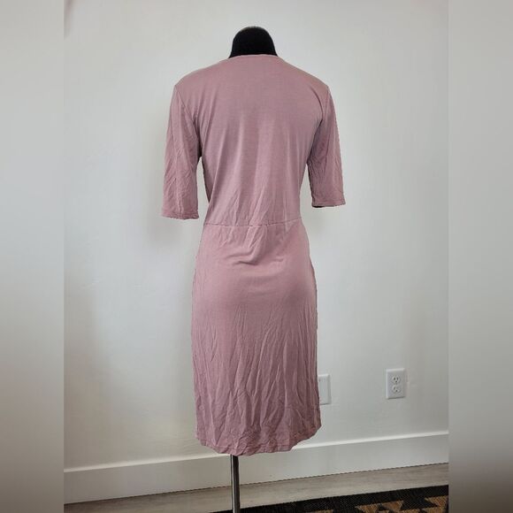 Brigitte Brianna Midi Dress Twist Front Lavendar Purple Modal Cotton Medium - Picture 5 of 11